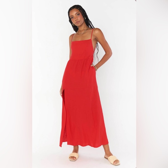 Show Me Your MuMu Julia Maxi Dress - Red Linen - Picture 4 of 13